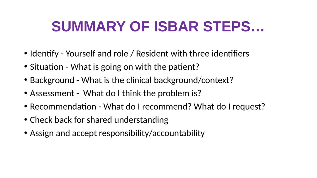 ISBAR Using a standardised communication tool for - slide 14 of 14