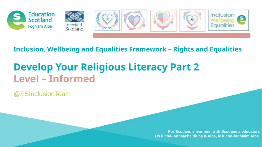 Inclusion, Wellbeing and Equalities Framework – - slide 1 of 28