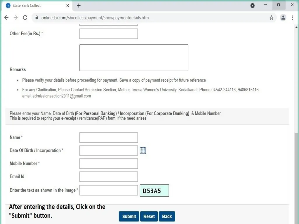Procedure for Online Fee Payment – SBI Collect In - slide 8 of 16