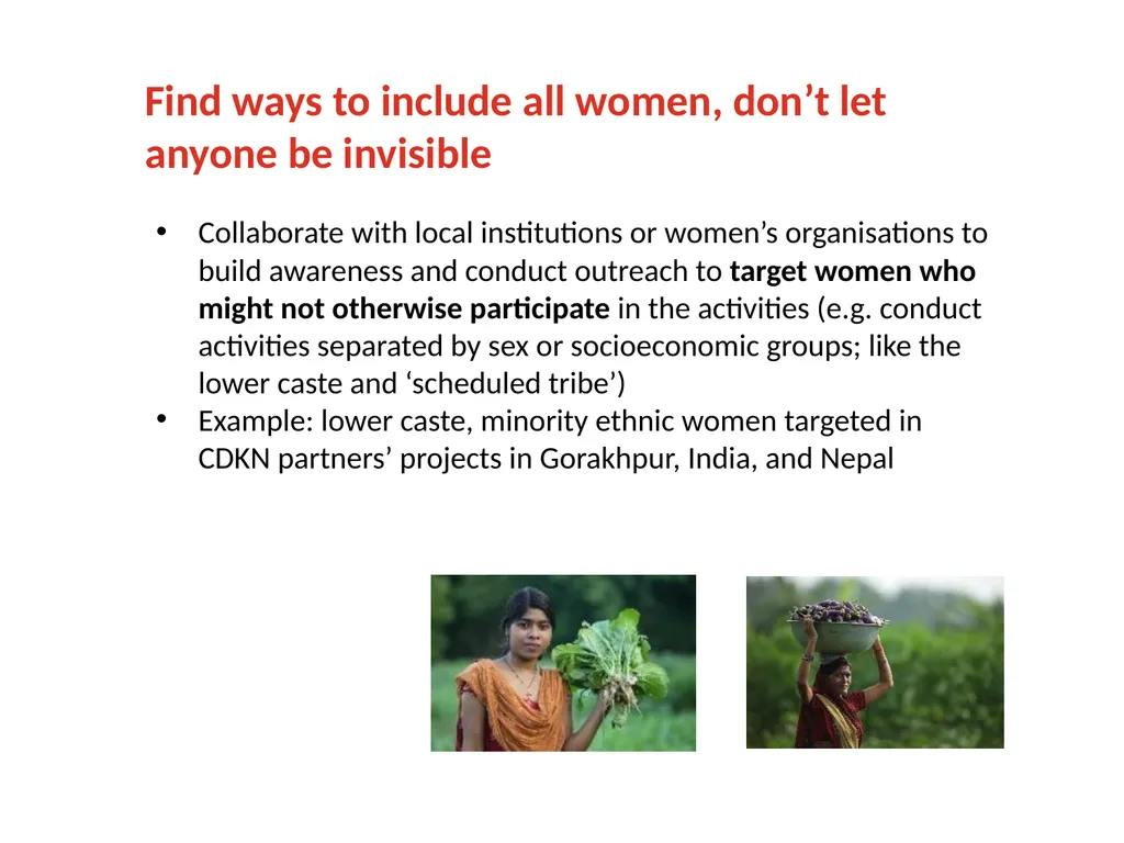 Gender and social inclusion: Taking practical - slide 20 of 23