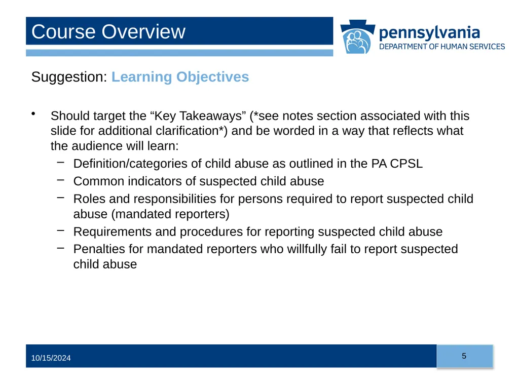 Child Abuse Recognition and Reporting in - slide 5 of 125