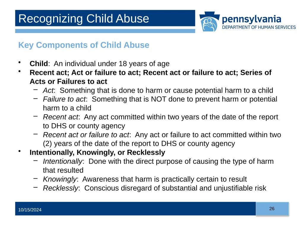 Child Abuse Recognition and Reporting in - slide 26 of 125