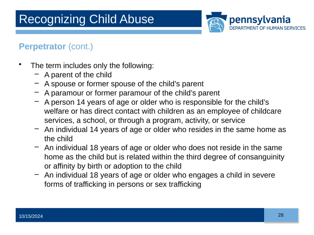 Child Abuse Recognition and Reporting in - slide 28 of 125