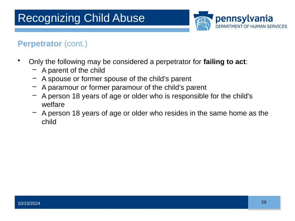 Child Abuse Recognition and Reporting in - slide 29 of 125