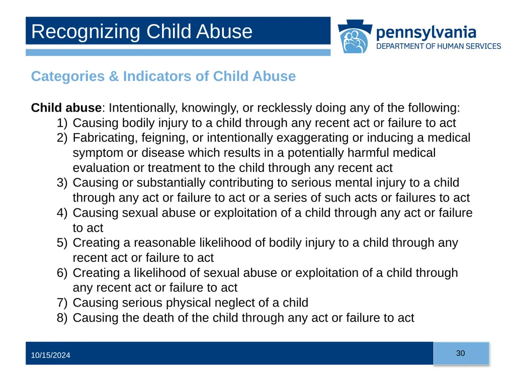 Child Abuse Recognition and Reporting in - slide 30 of 125