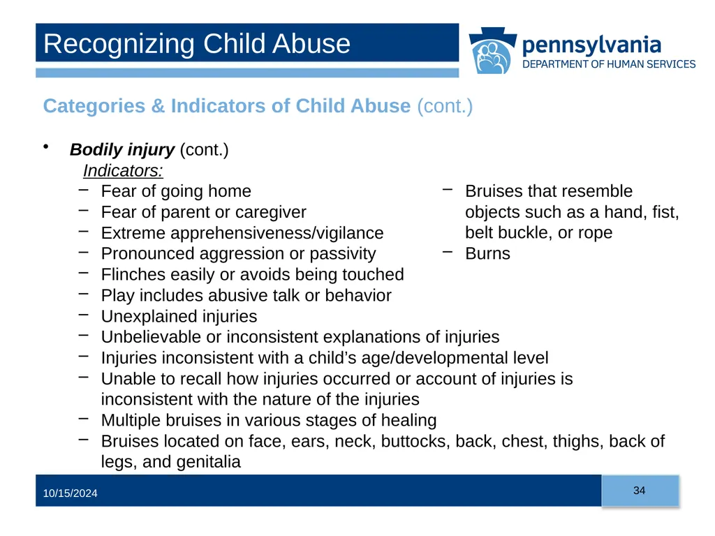 Child Abuse Recognition and Reporting in - slide 34 of 125