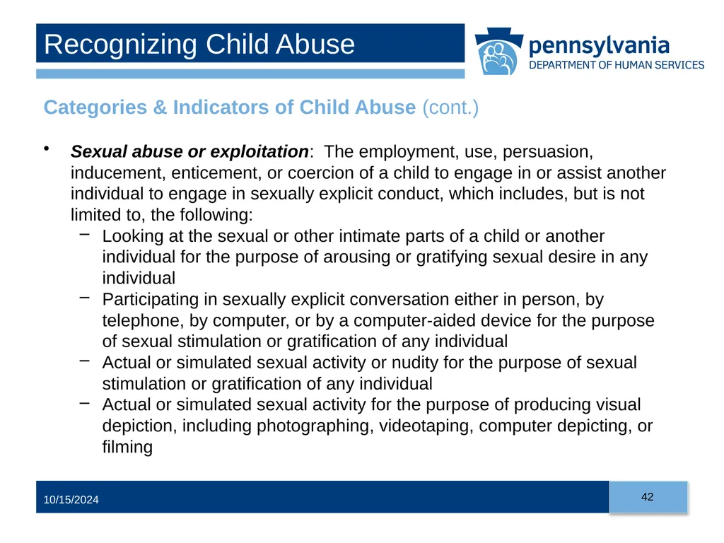 Child Abuse Recognition and Reporting in - slide 42 of 125