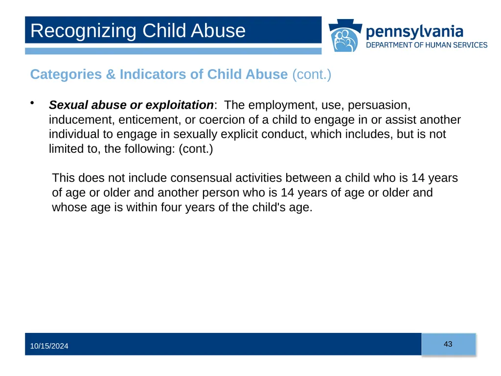Child Abuse Recognition and Reporting in - slide 43 of 125