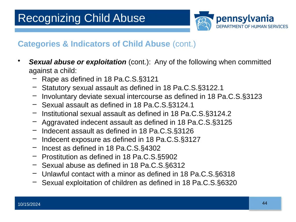 Child Abuse Recognition and Reporting in - slide 44 of 125