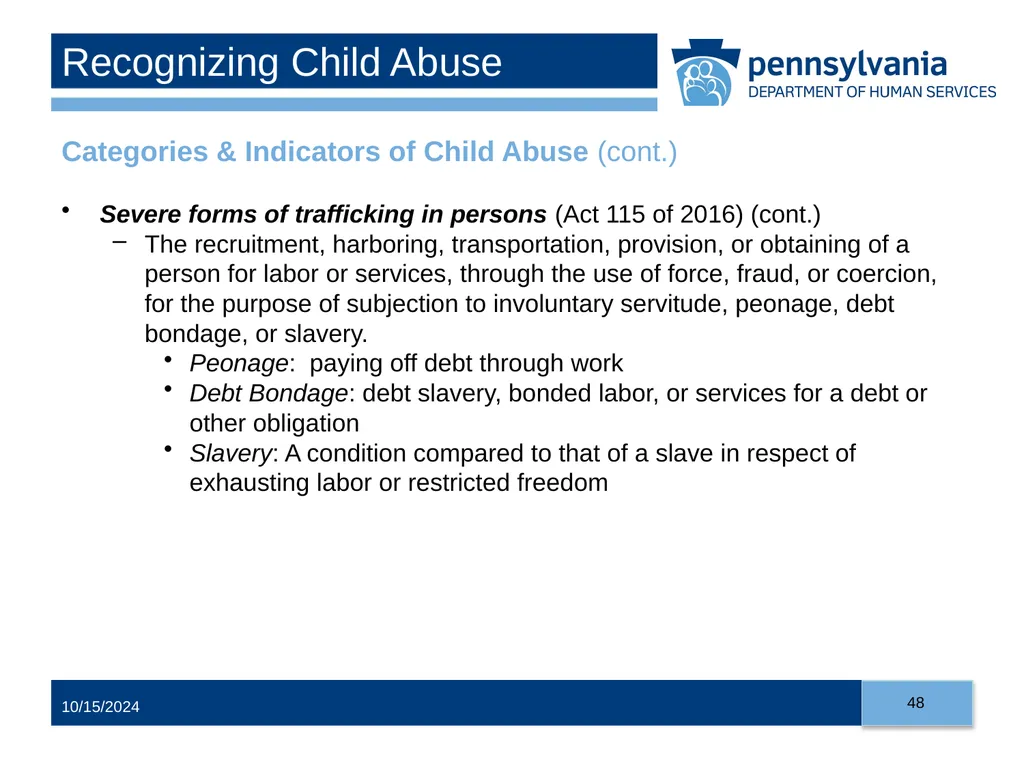 Child Abuse Recognition and Reporting in - slide 48 of 125