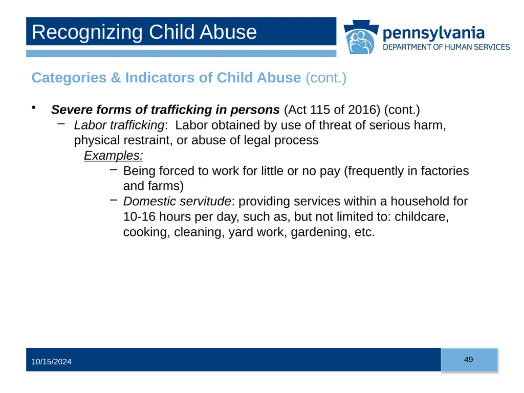 Child Abuse Recognition and Reporting in - slide 49 of 125