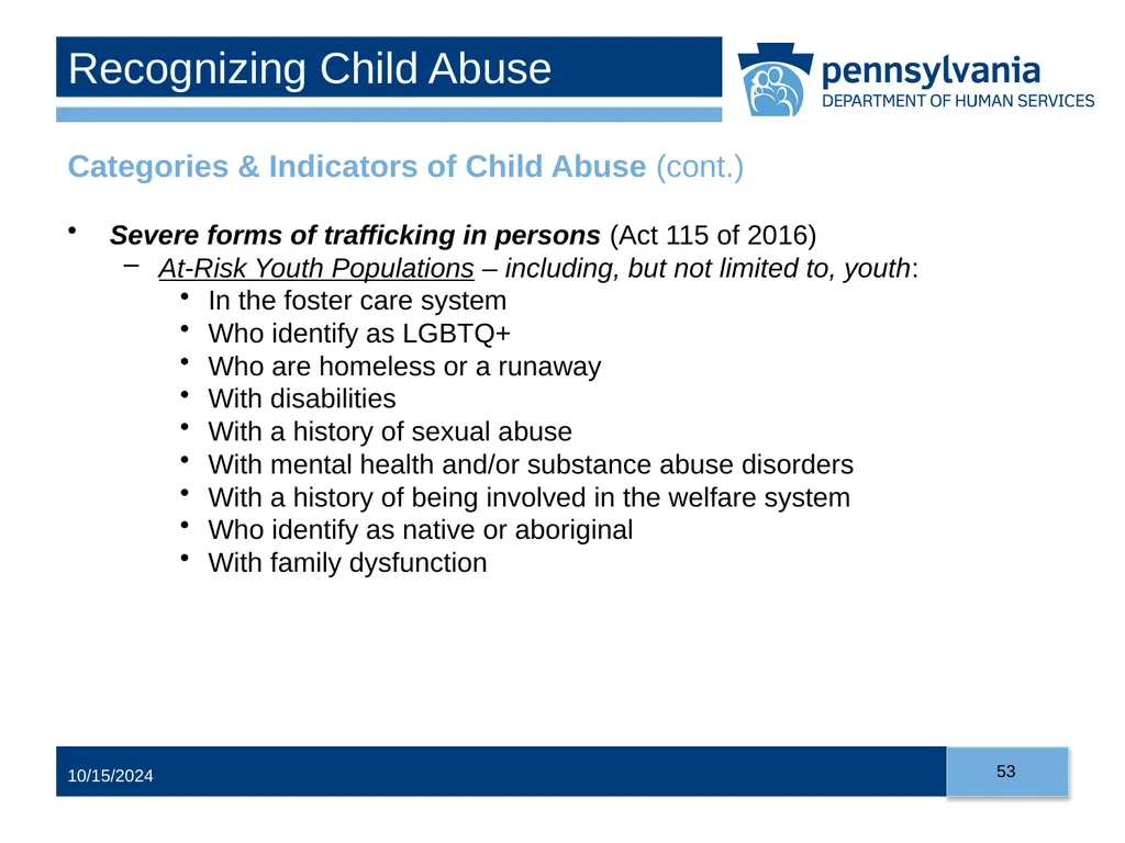 Child Abuse Recognition and Reporting in - slide 53 of 125