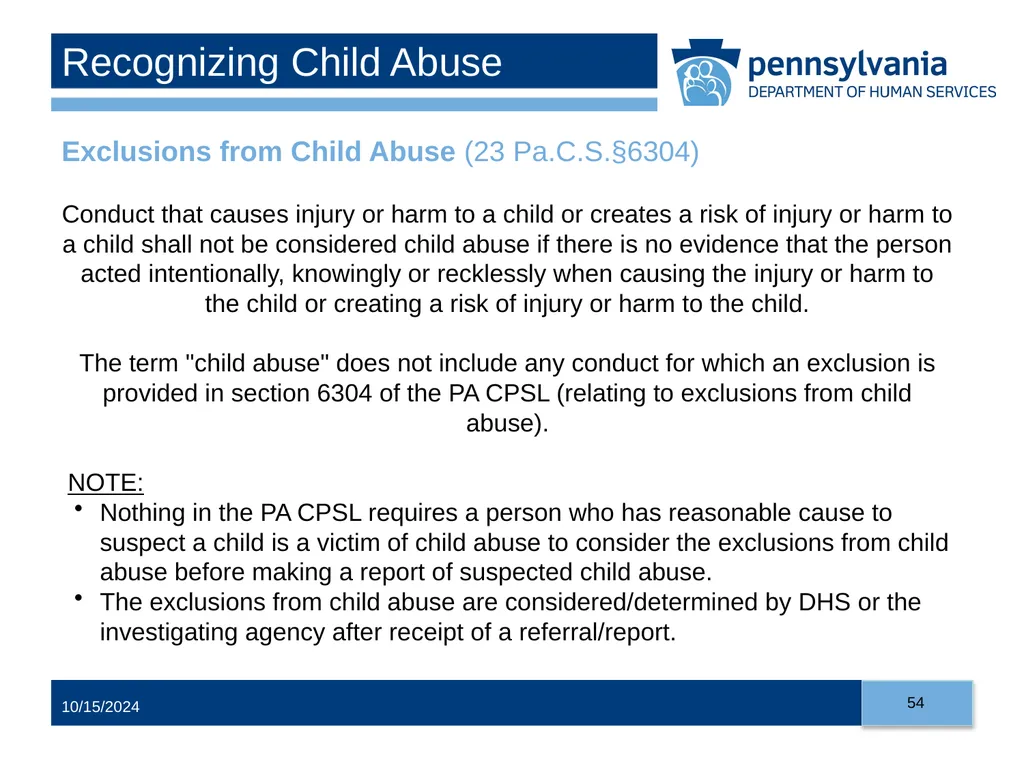 Child Abuse Recognition and Reporting in - slide 54 of 125