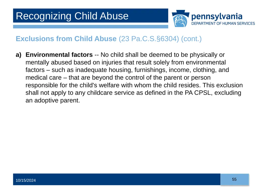 Child Abuse Recognition and Reporting in - slide 55 of 125