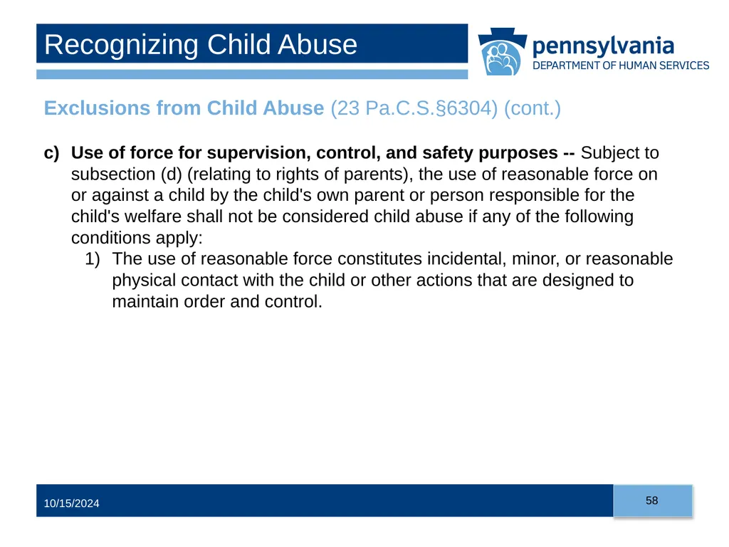 Child Abuse Recognition and Reporting in - slide 58 of 125