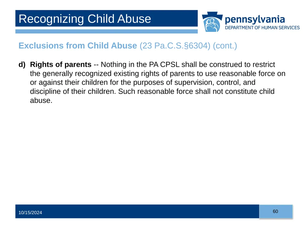 Child Abuse Recognition and Reporting in - slide 60 of 125