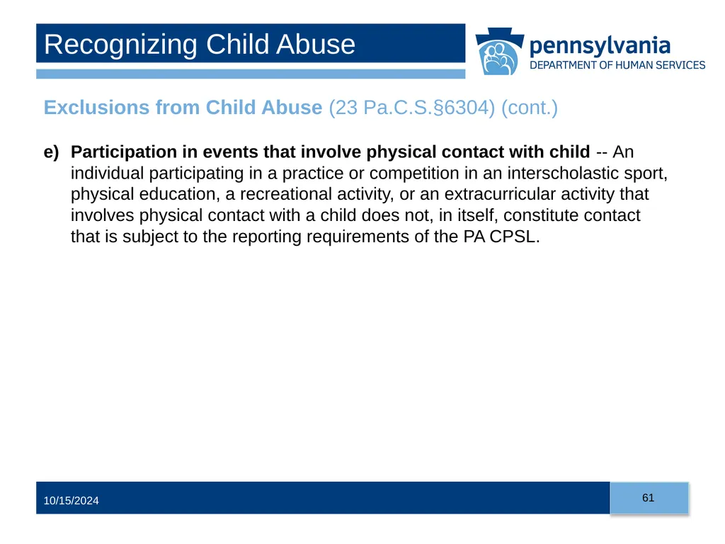 Child Abuse Recognition and Reporting in - slide 61 of 125