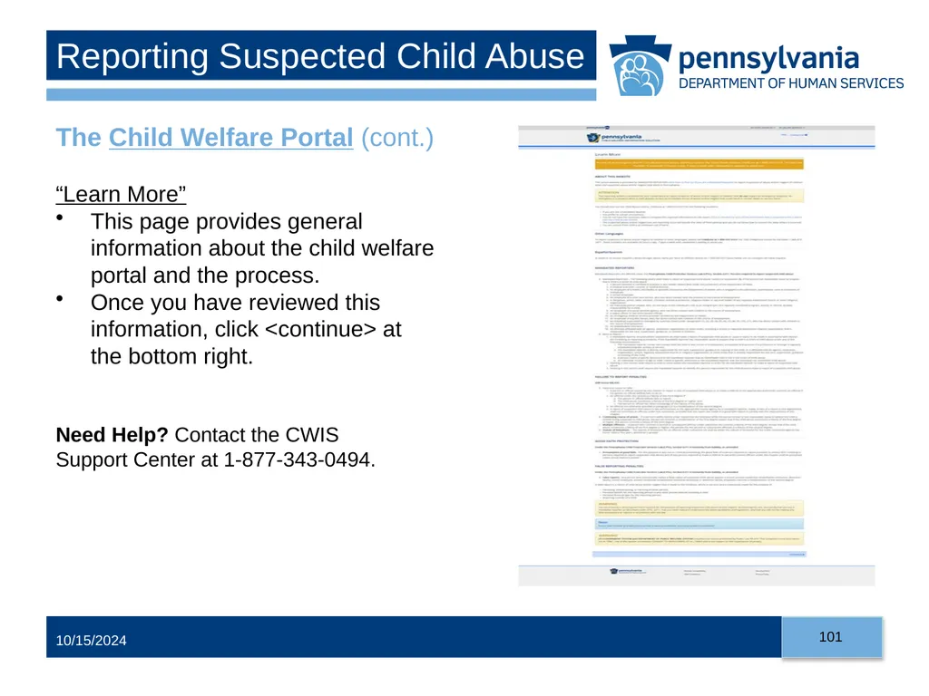 Child Abuse Recognition and Reporting in - slide 101 of 125