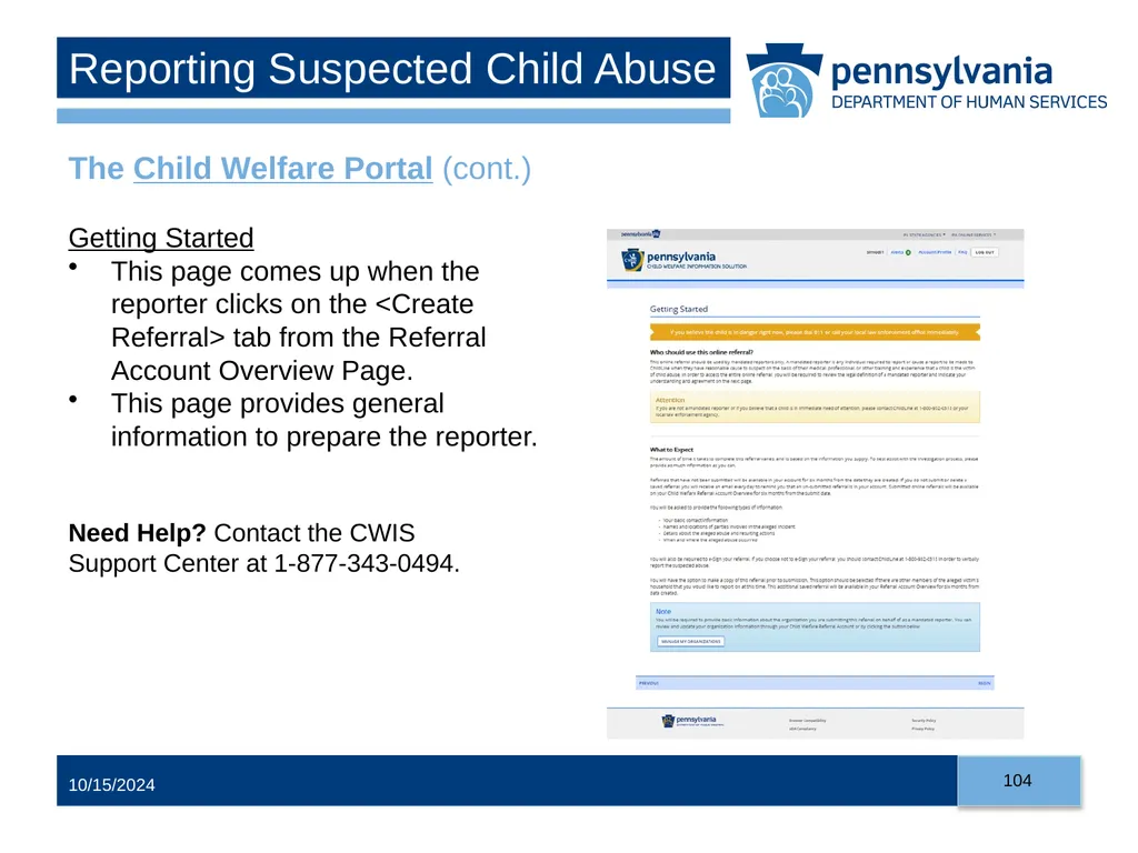 Child Abuse Recognition and Reporting in - slide 104 of 125