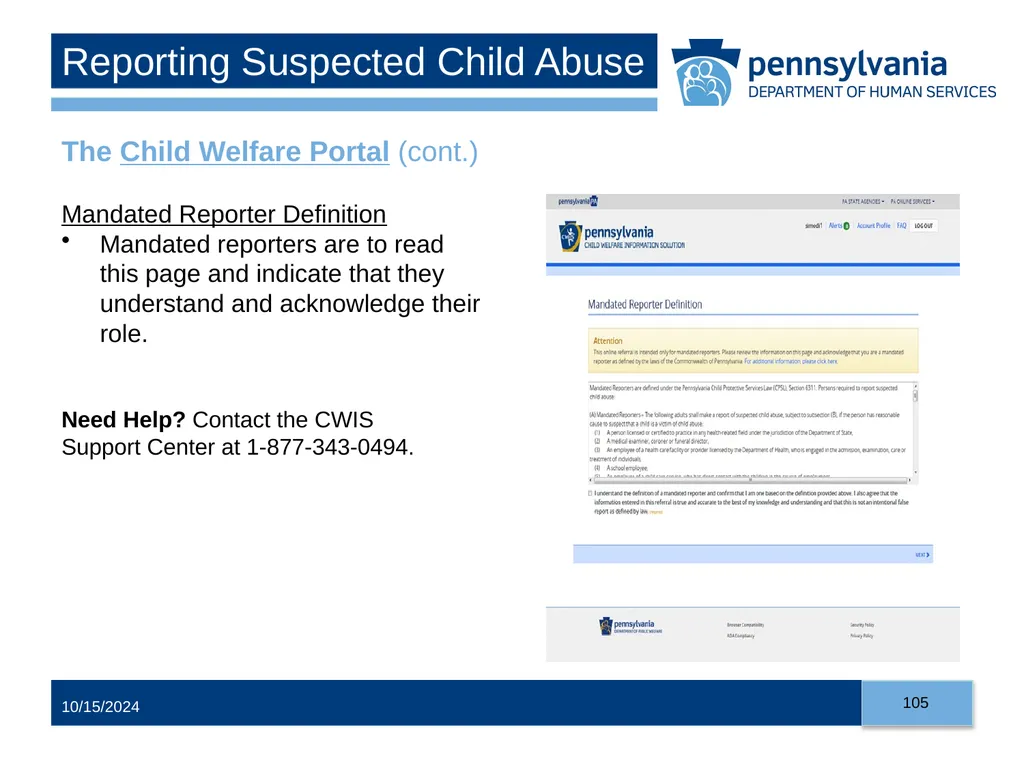 Child Abuse Recognition and Reporting in - slide 105 of 125
