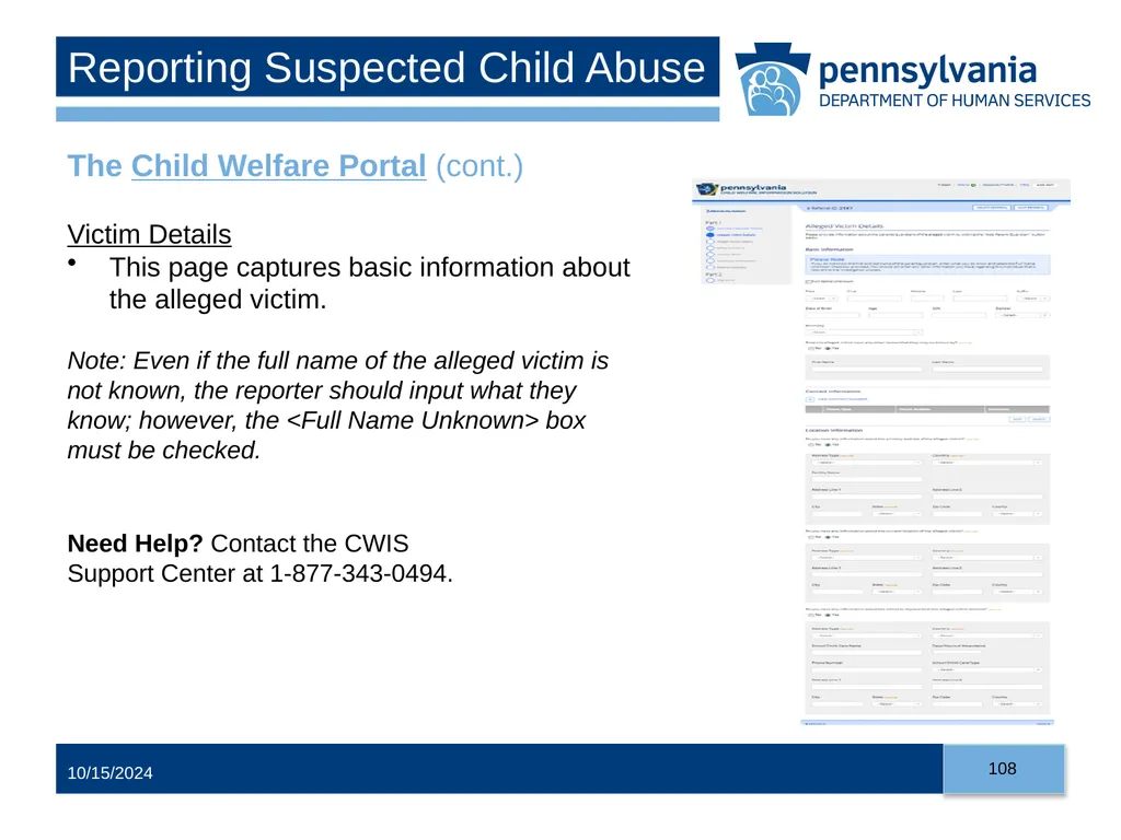 Child Abuse Recognition and Reporting in - slide 108 of 125