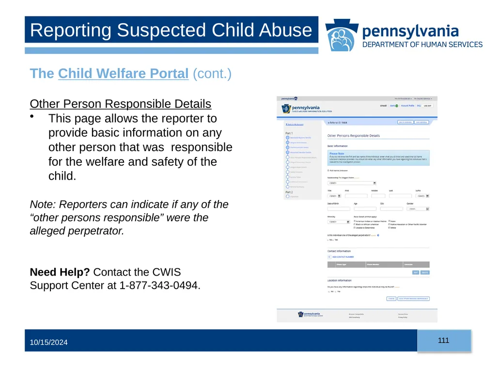 Child Abuse Recognition and Reporting in - slide 111 of 125