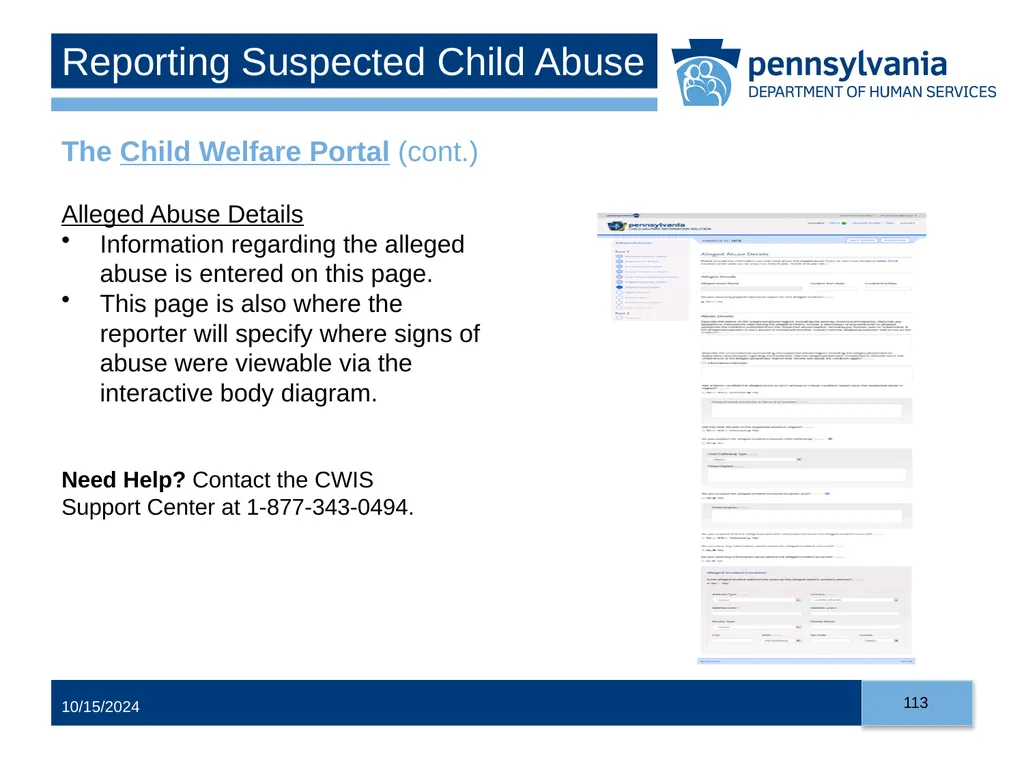 Child Abuse Recognition and Reporting in - slide 113 of 125