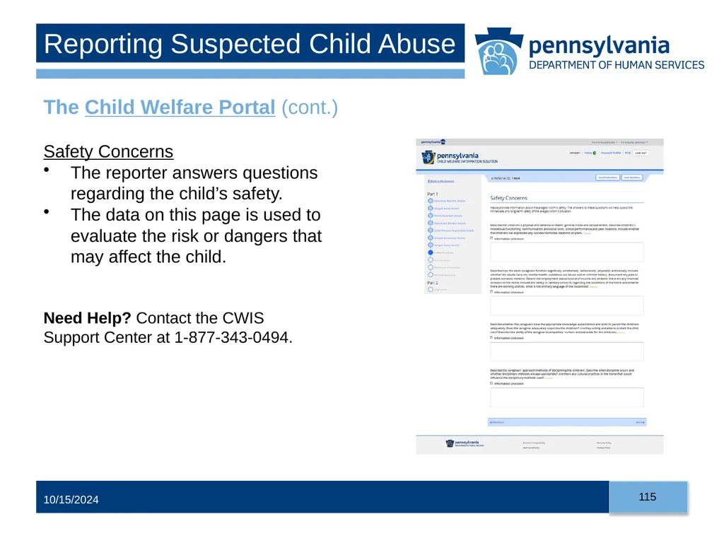 Child Abuse Recognition and Reporting in - slide 115 of 125