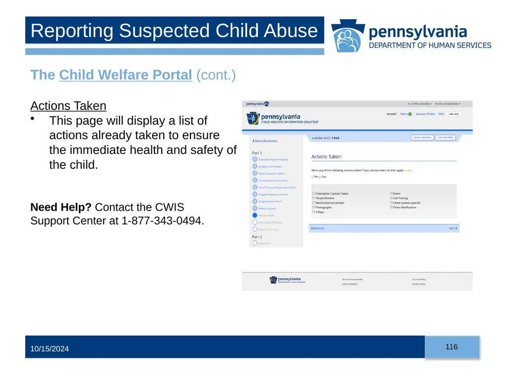 Child Abuse Recognition and Reporting in - slide 116 of 125