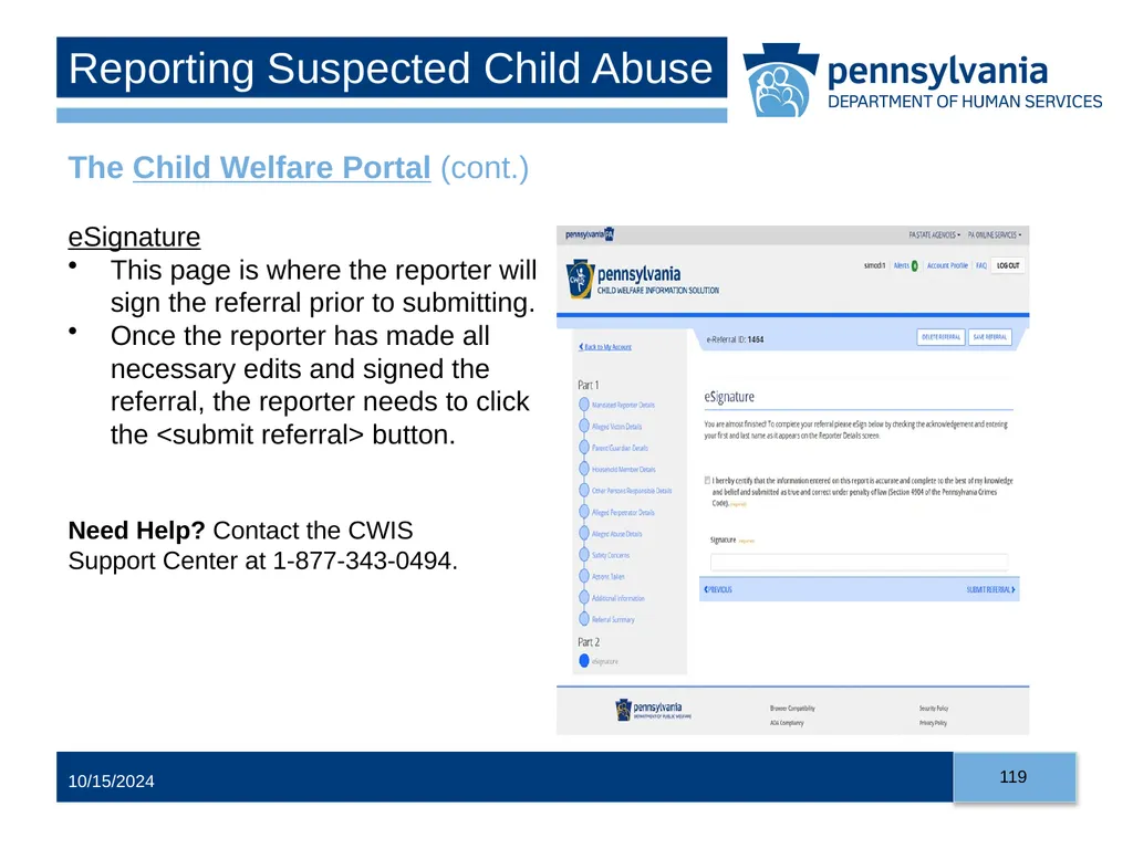 Child Abuse Recognition and Reporting in - slide 119 of 125