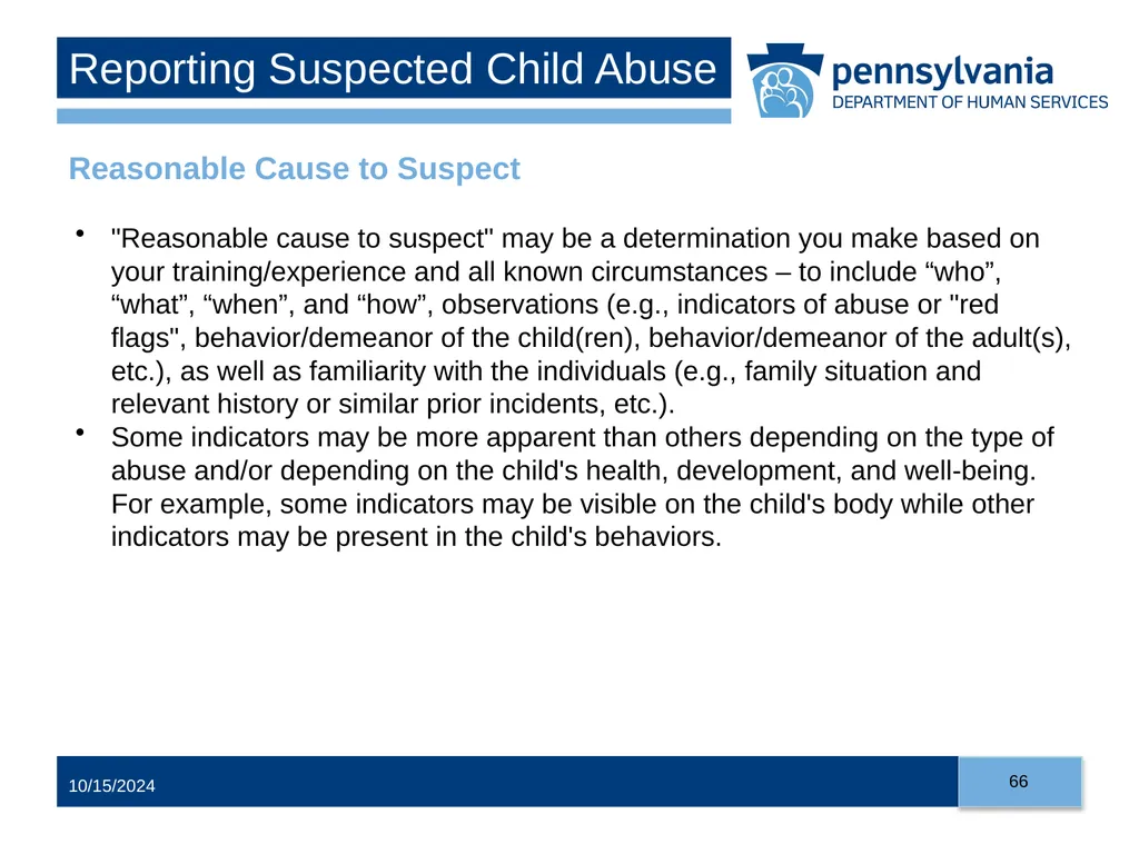 Child Abuse Recognition and Reporting in - slide 66 of 125