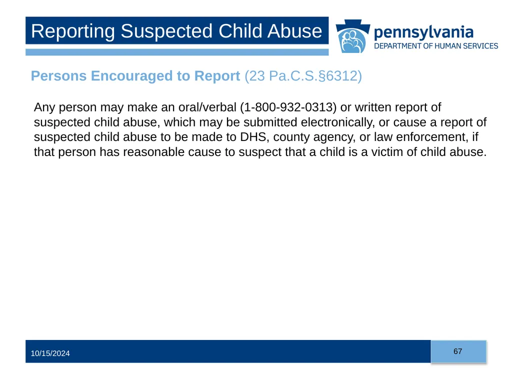 Child Abuse Recognition and Reporting in - slide 67 of 125