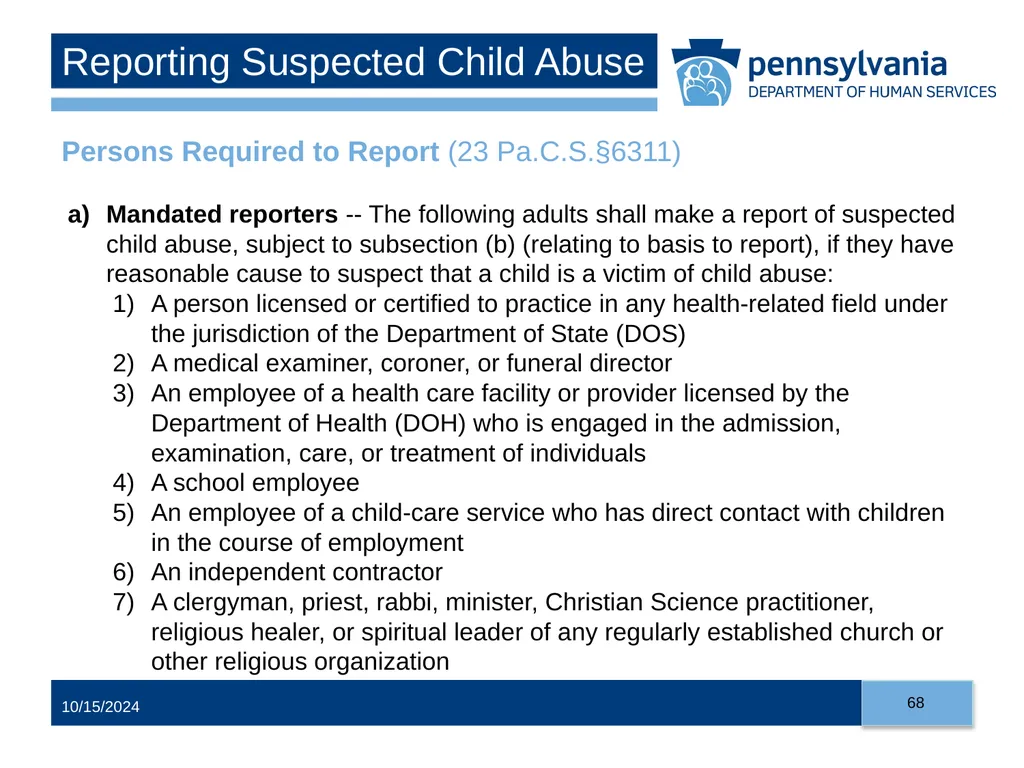Child Abuse Recognition and Reporting in - slide 68 of 125
