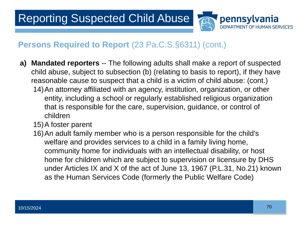 Child Abuse Recognition and Reporting in - slide 70 of 125