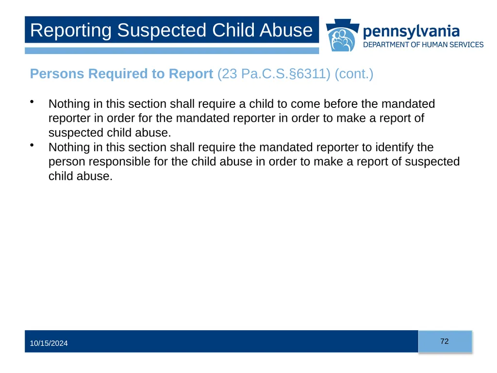 Child Abuse Recognition and Reporting in - slide 72 of 125
