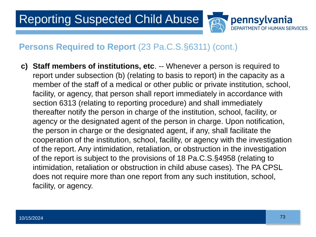 Child Abuse Recognition and Reporting in - slide 73 of 125