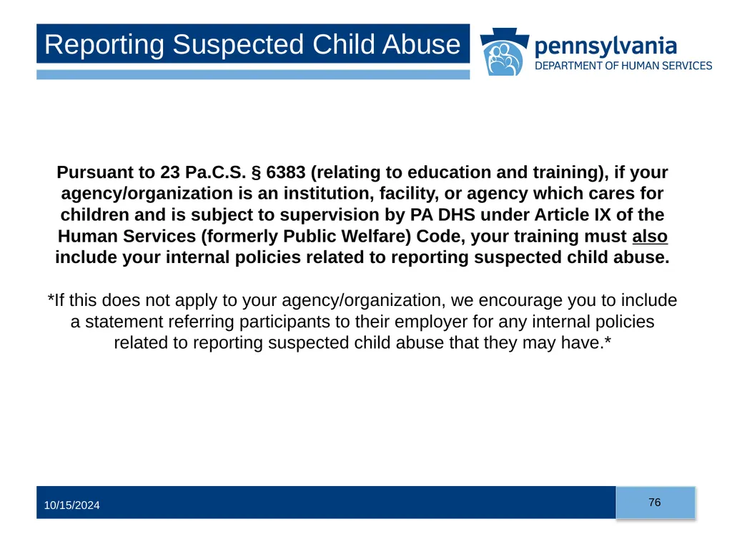 Child Abuse Recognition and Reporting in - slide 76 of 125