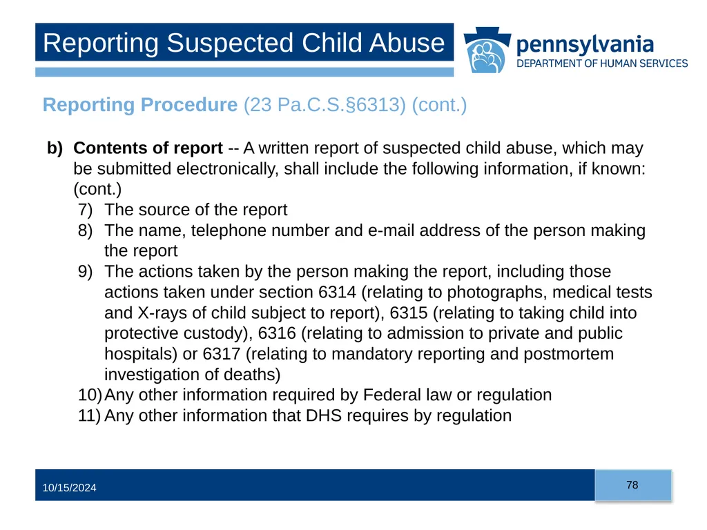 Child Abuse Recognition and Reporting in - slide 78 of 125