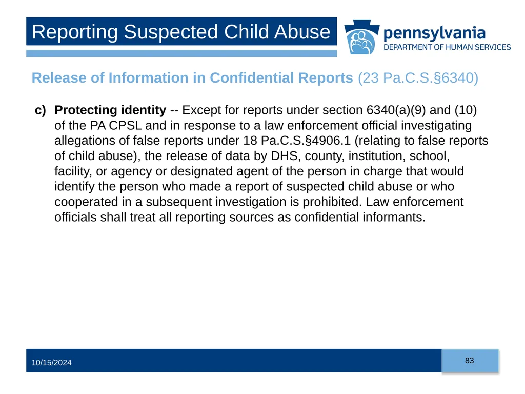 Child Abuse Recognition and Reporting in - slide 83 of 125