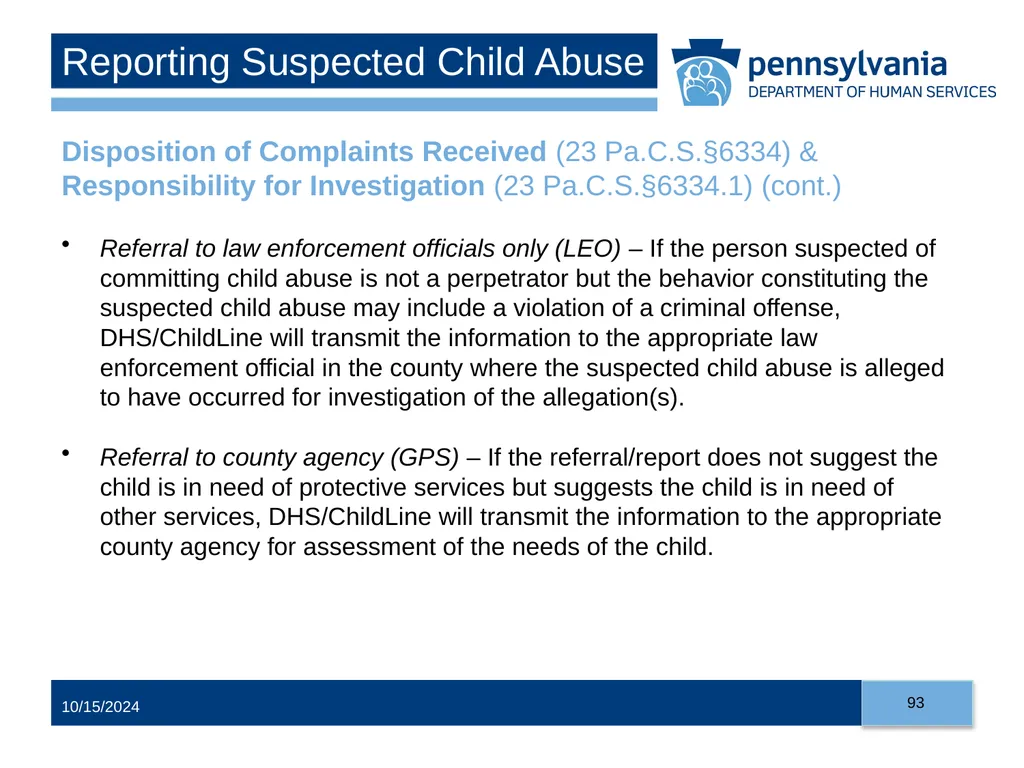 Child Abuse Recognition and Reporting in - slide 93 of 125