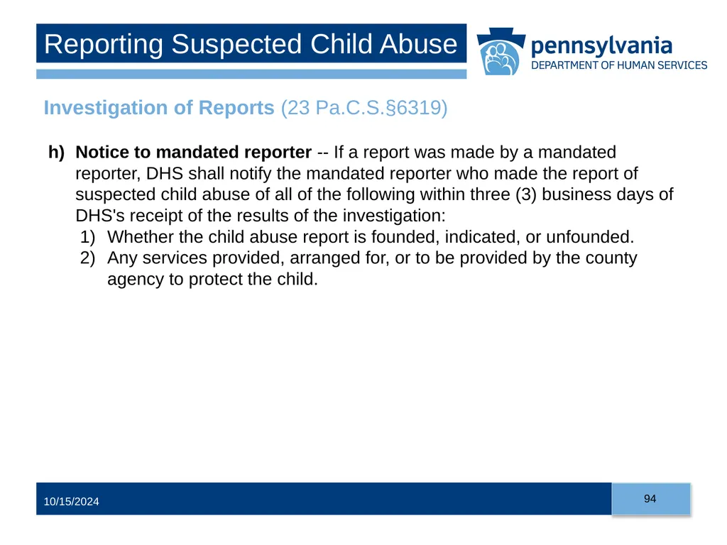 Child Abuse Recognition and Reporting in - slide 94 of 125