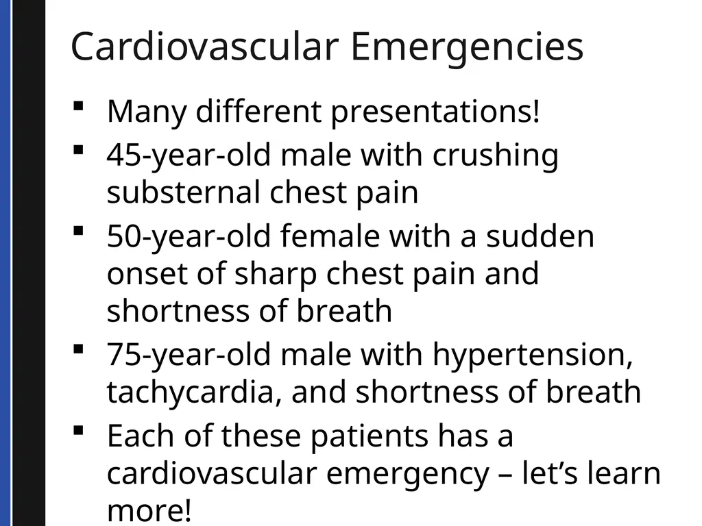 BLS 2015 Cardiovascular Emergencies Cardiovascular - slide 2 of 58