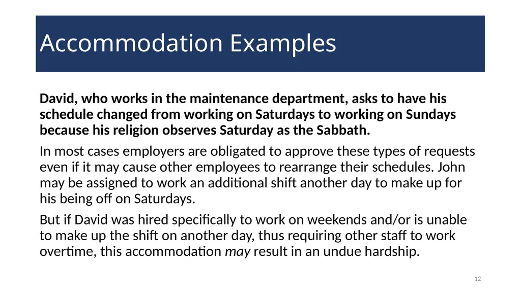Accommodating Religion in the Workplace WELCOME! - slide 12 of 20