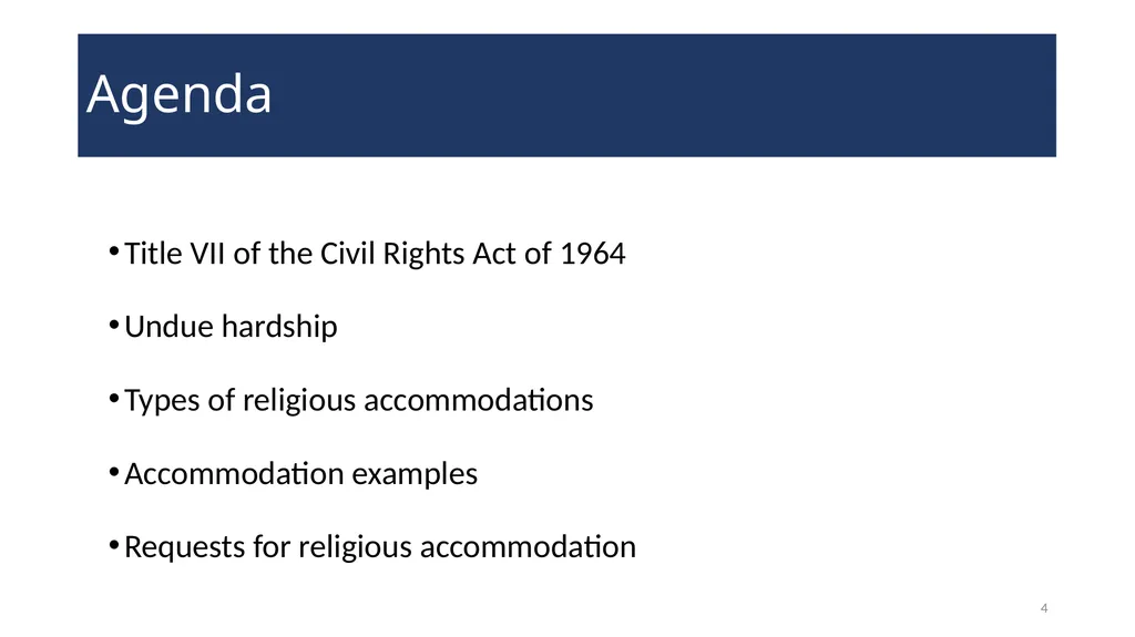 Accommodating Religion in the Workplace WELCOME! - slide 4 of 20