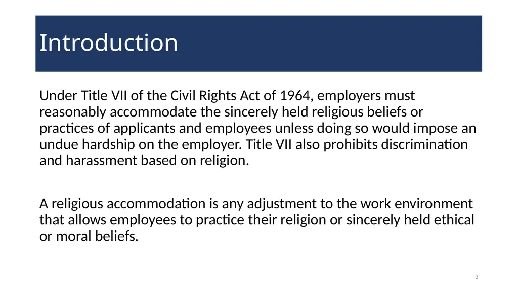 Accommodating Religion in the Workplace WELCOME! - slide 3 of 20
