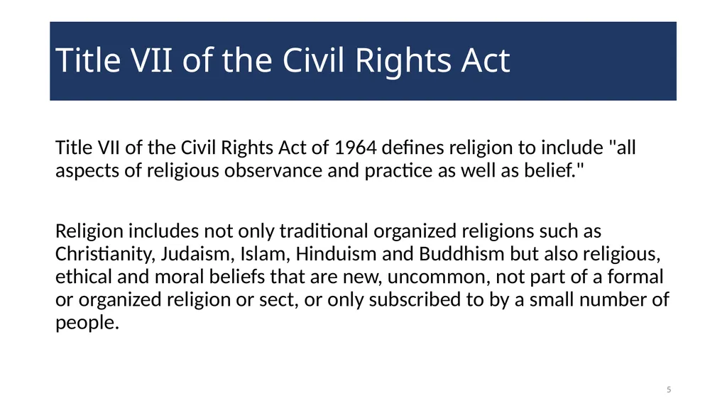 Accommodating Religion in the Workplace WELCOME! - slide 5 of 20