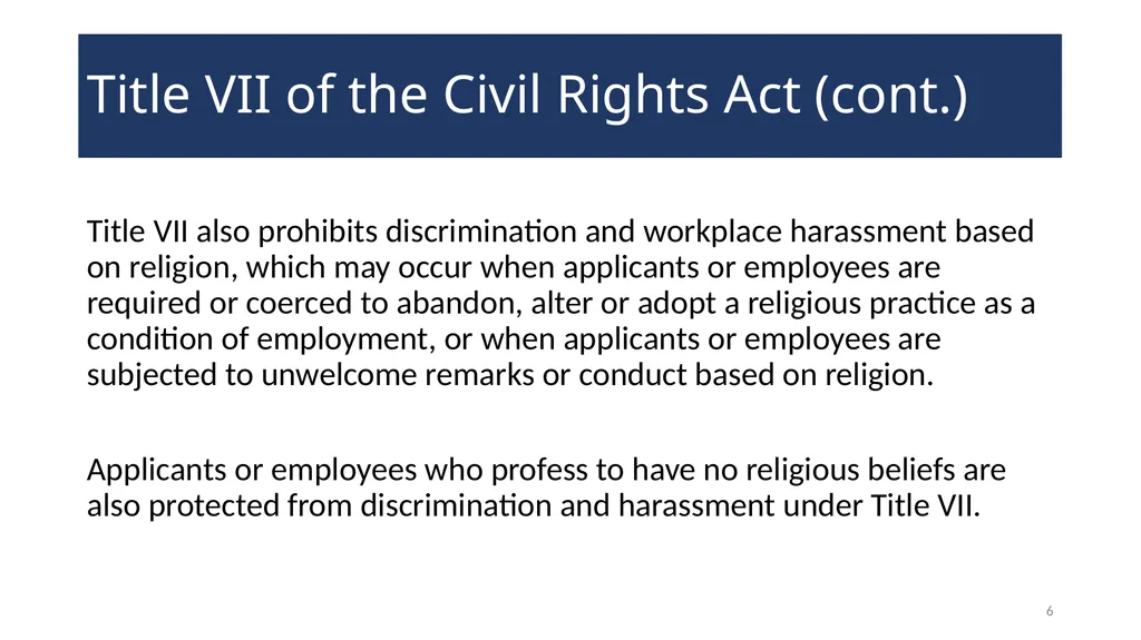 Accommodating Religion in the Workplace WELCOME! - slide 6 of 20