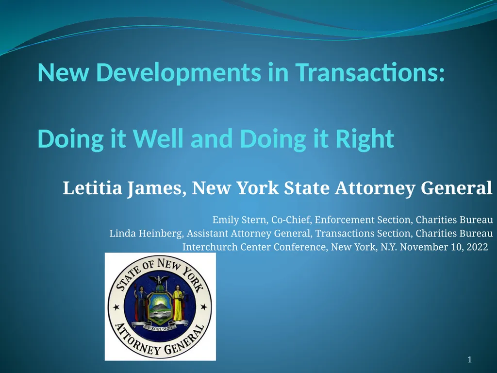 New Developments in Transactions: Doing it Well - slide 1 of 25