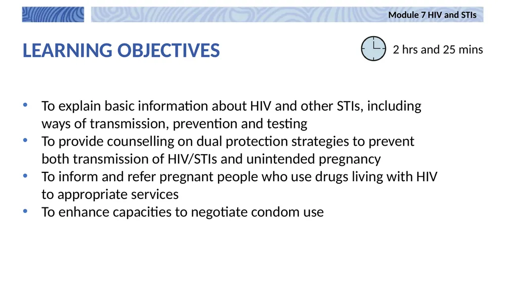7 Module 7 HIV and STIs Integrating harm reduction - slide 2 of 20