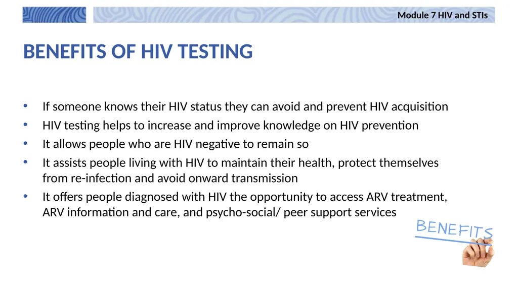 7 Module 7 HIV and STIs Integrating harm reduction - slide 8 of 20
